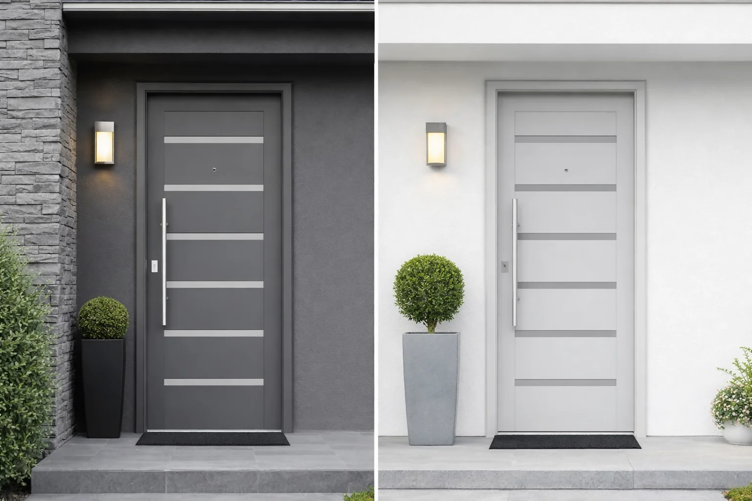 Fondo puertas Linea Pavir Blanco Antartida y Gris grafito