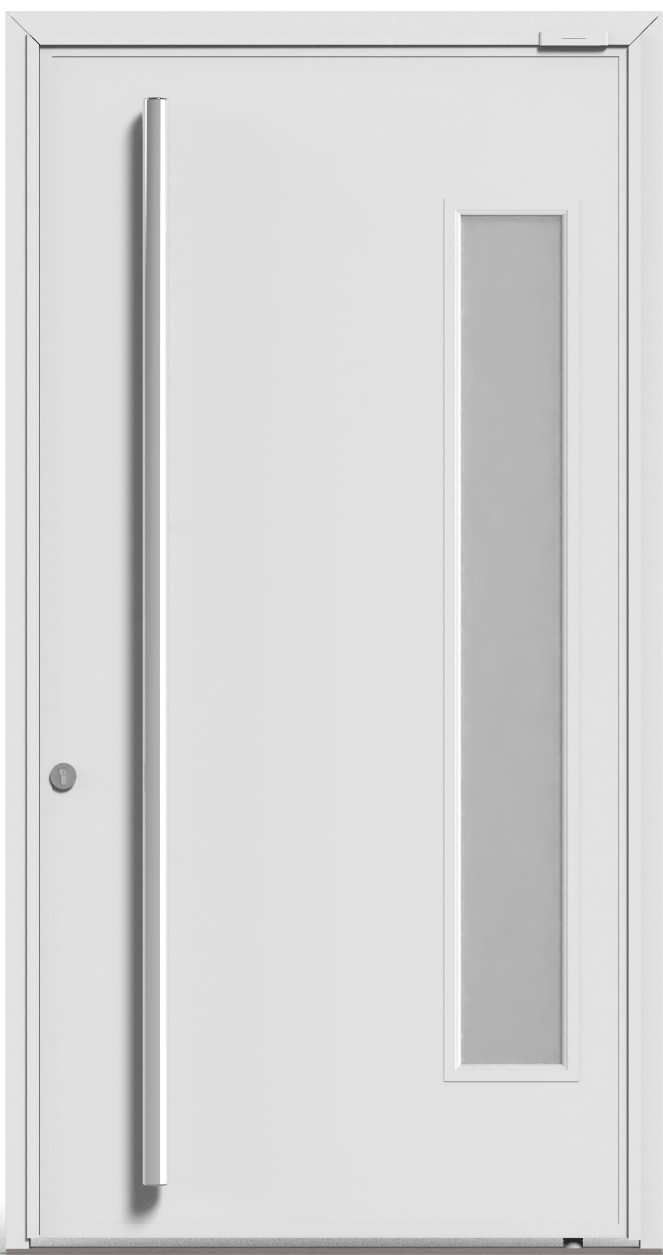 Puerta lisa blanca con postigo fijo